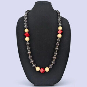 (2/$20) Vintage Red Cube Beaded Necklace